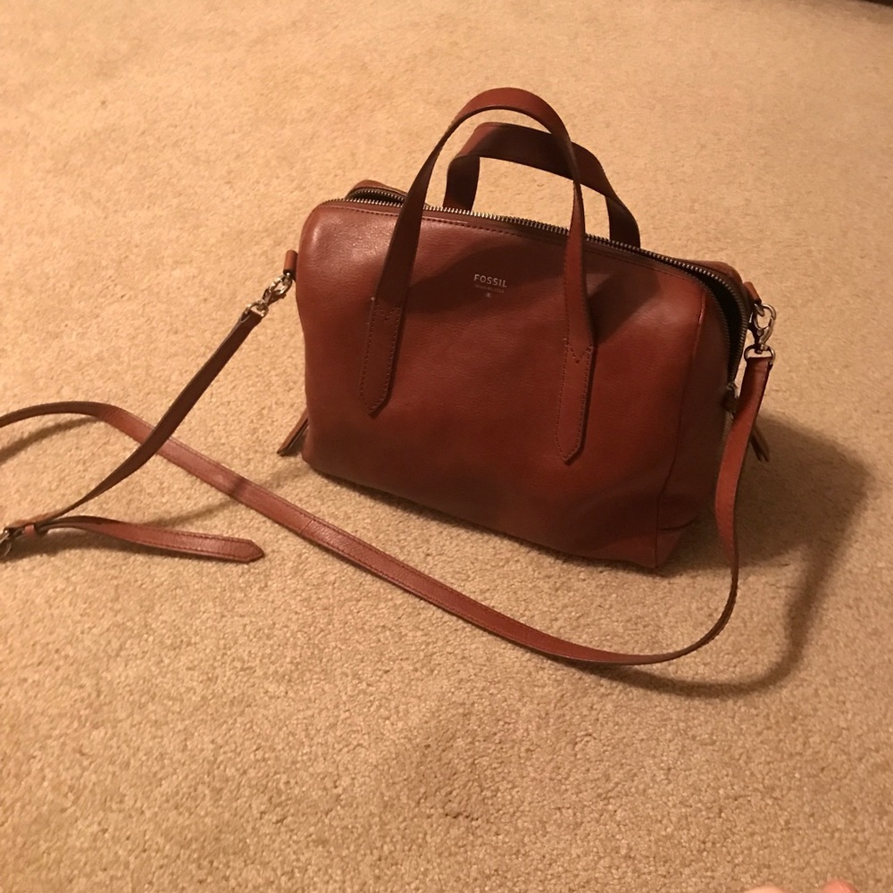 Fossil brown leather "Emma" satchel bag