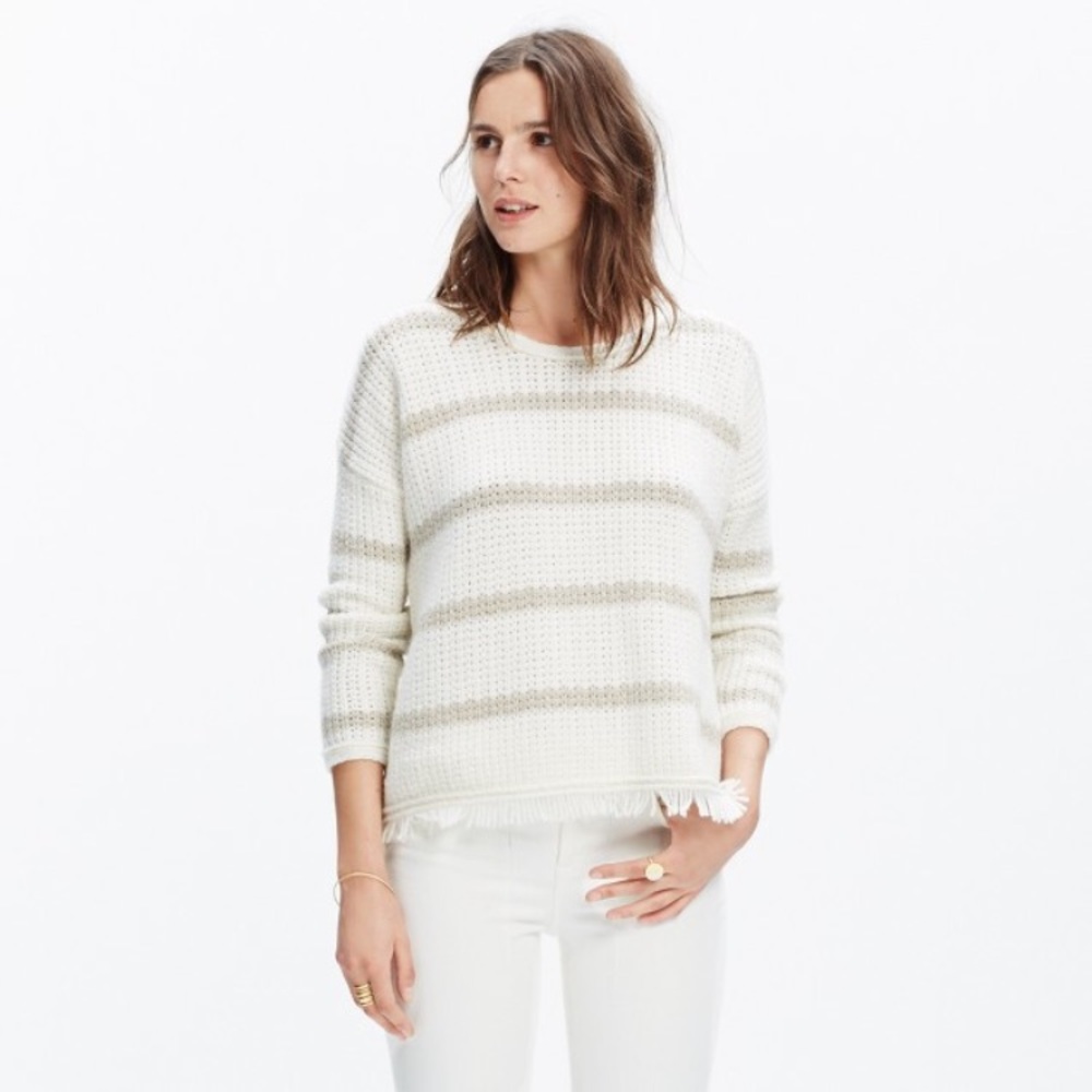 Madewell Striped Fringe-Edge Sweater