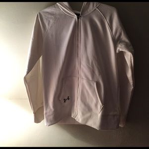 White Fleece Under Armour Zip Up Hoodie