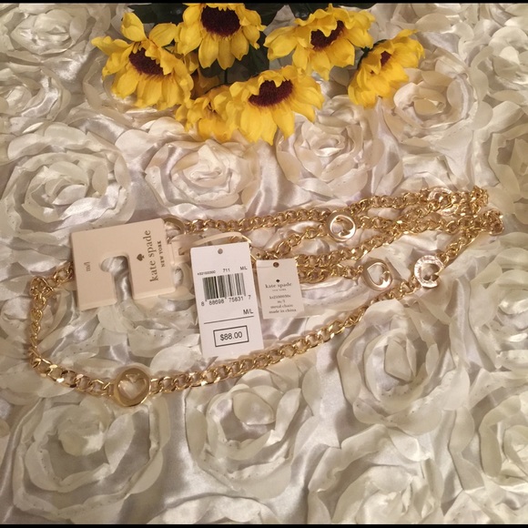 kate spade Accessories - Kate spade signature gold chain belt Size M/L 46"