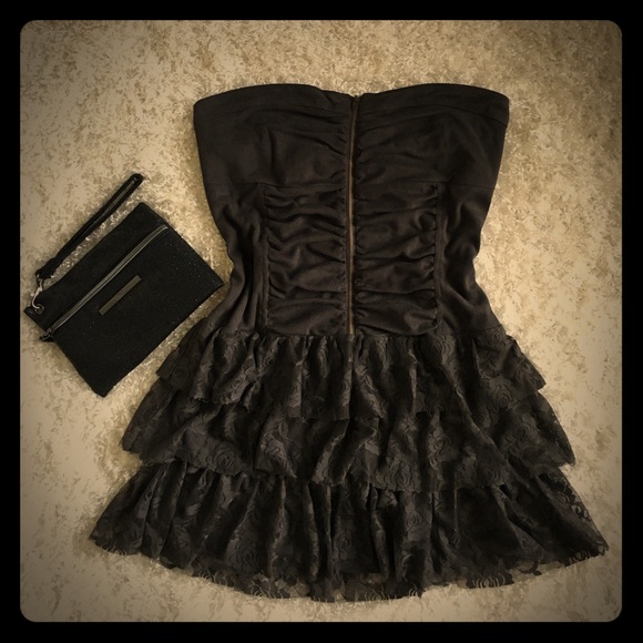 Grey mini strapless dress, size large with zipper - Picture 2 of 4