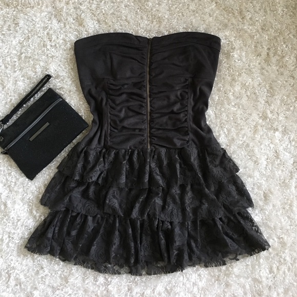 Grey mini strapless dress, size large with zipper - Picture 1 of 4