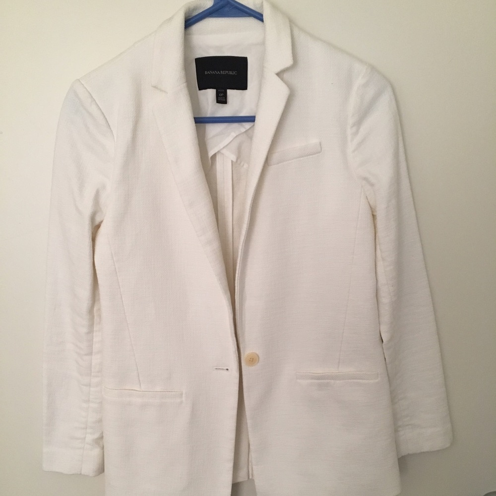 Banana Republic White Linen Blazer