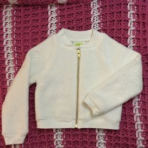 Crazy 8 White Fleece with Gold Zipper