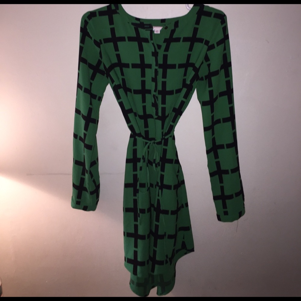 Long Sleeved Button Up Tie Dress. Cross pattern!