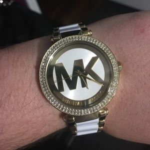 Gold and White Michael Kors watch