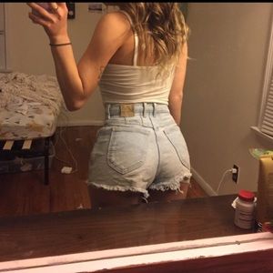 Distressed Light Wash High Waisted Shorts