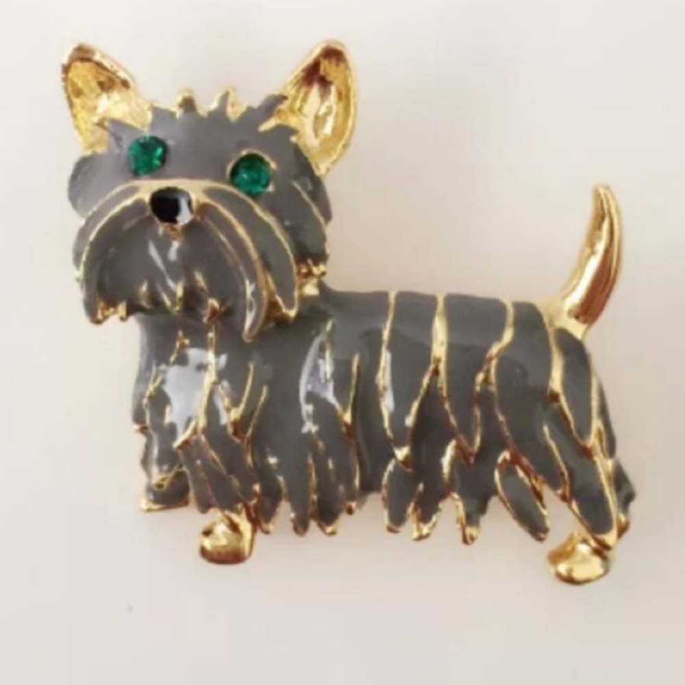 Vintage Yorkshire Terrier Maltese Shih Tzu Brooch