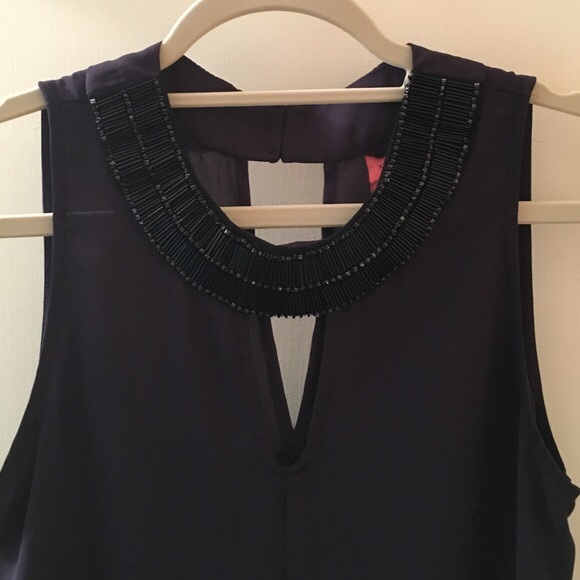 *WORN ONCE* Plum Flowy Top w/ Beaded Neckline - Picture 9 of 11