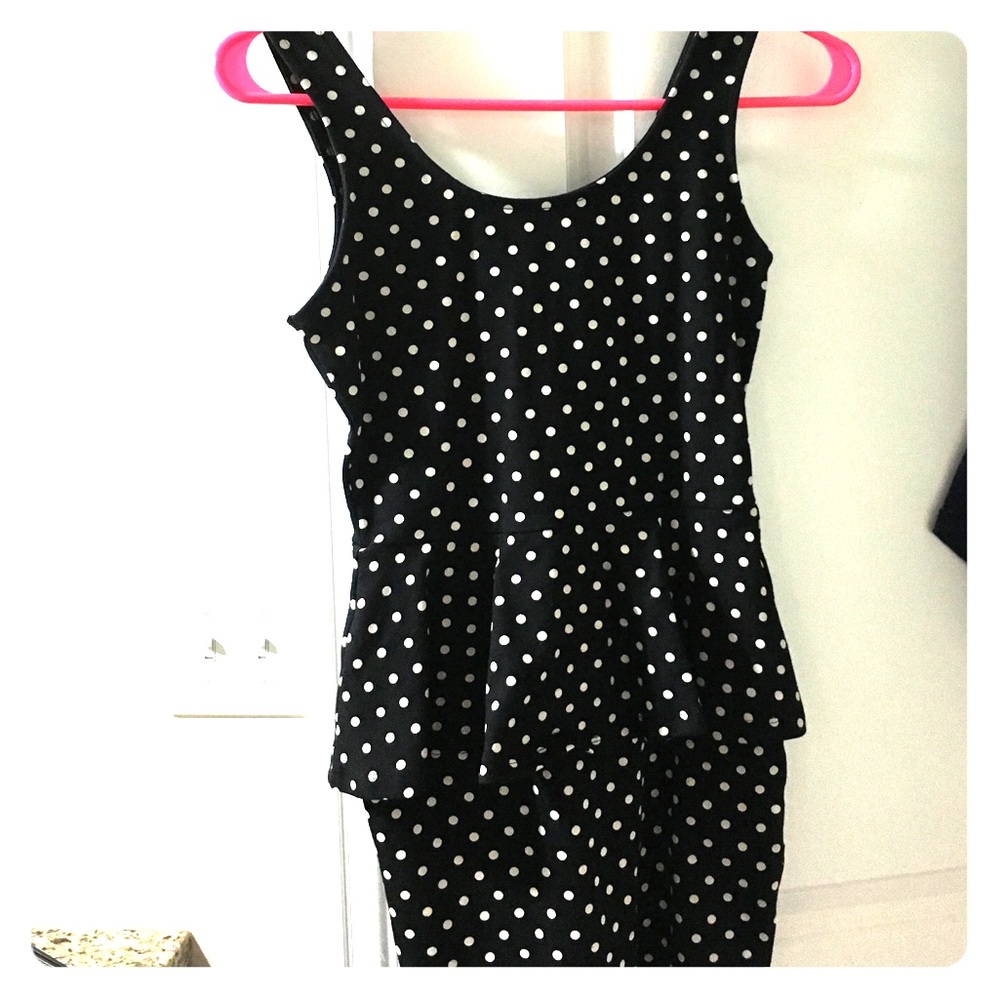 Polka dot peplum dress