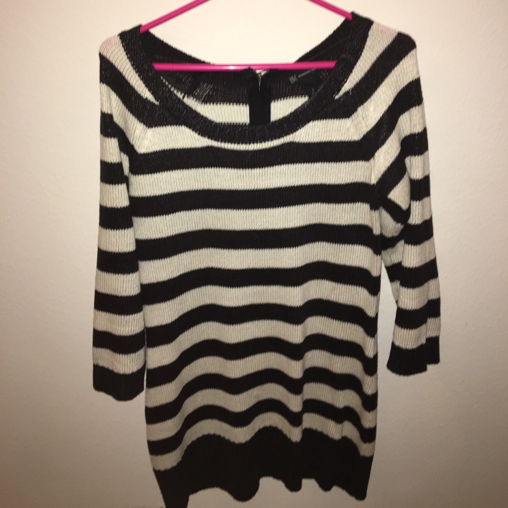 Black and white striped sweater dress