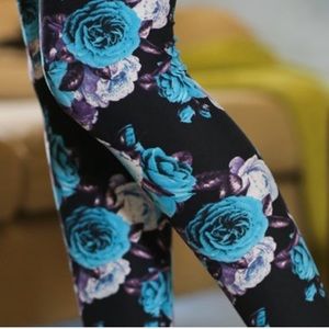 Floral Print Leggings -Teal-