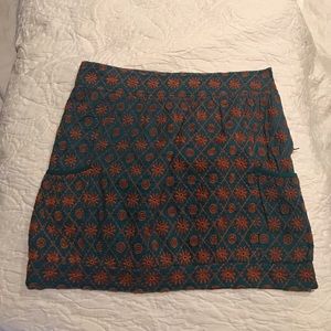 Orange/Turquoise Skirt with Side Pockets