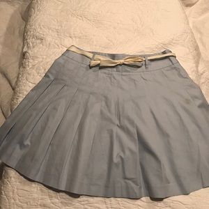 J. Crew Blue Pleated Skirt with Bow Tie
