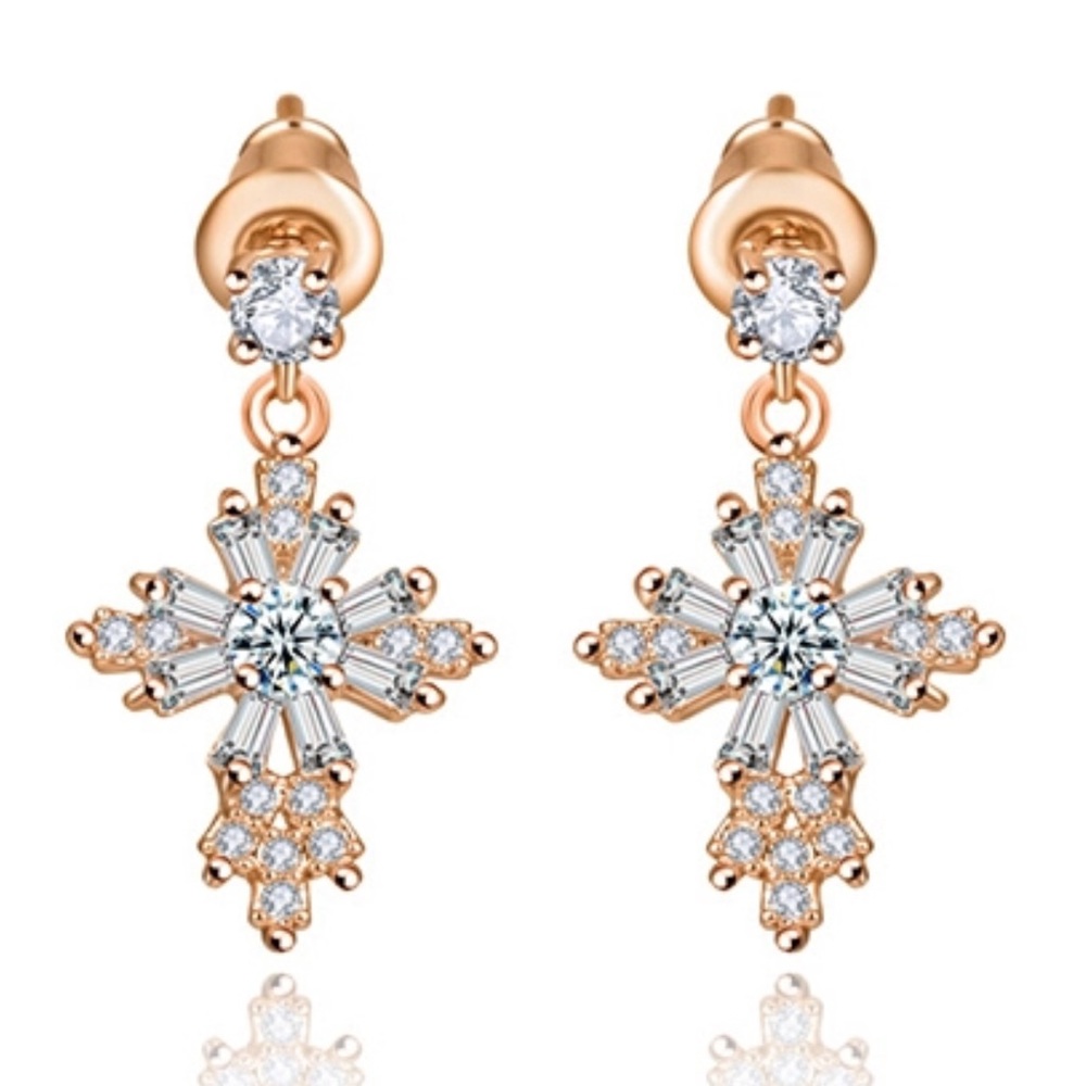 AAA CZ Cross Earrings 1/2” Tall - Picture 5 of 7