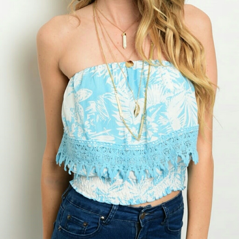 🍹Tropical strapless top🍹