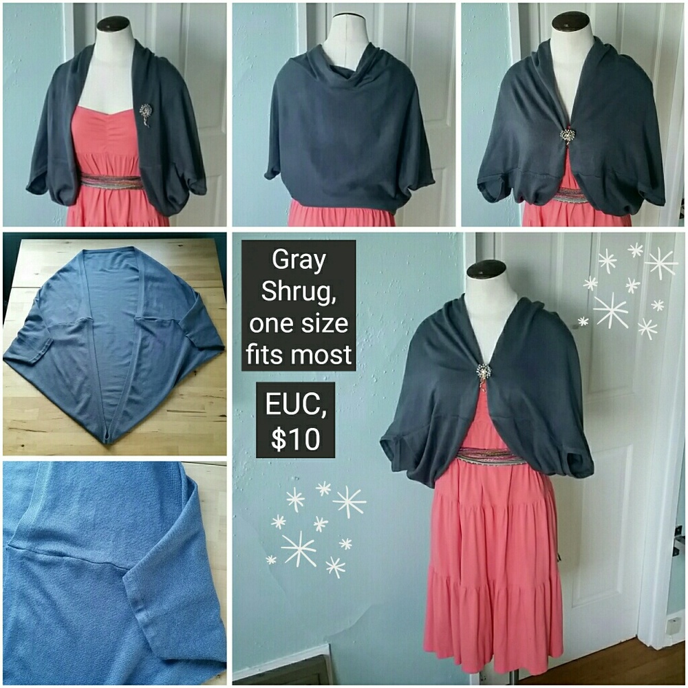 Open Charcoal Gray Shrug - OS