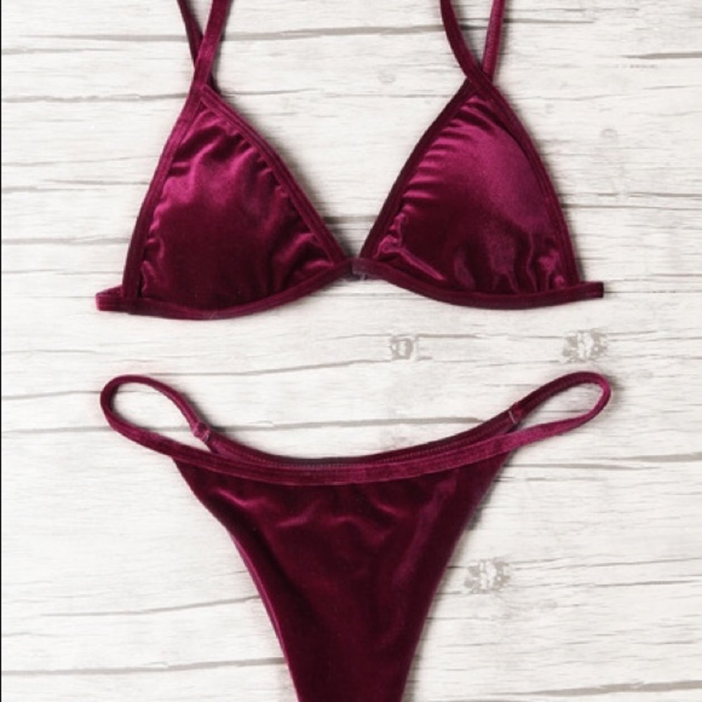 Red bathing suite bikini