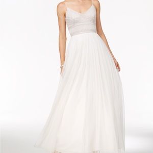 Adrianna Papell Sleeveless V-Neck Beaded Top Gown