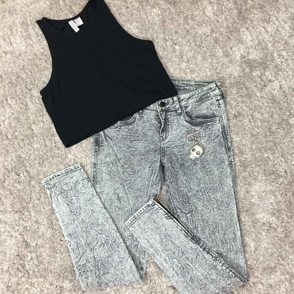 Stone washed denim jeans