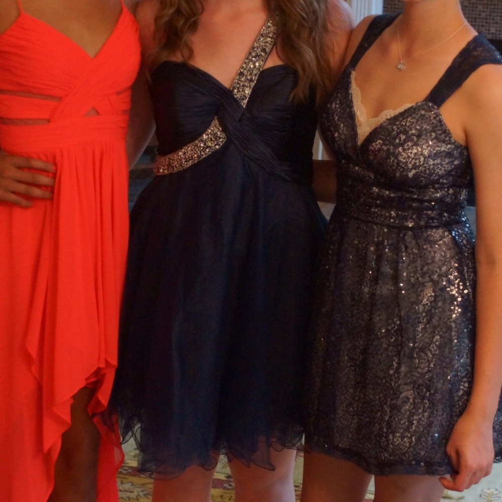 One Strap Blue Semi Formal Dress