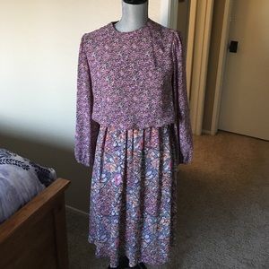 VINTAGE Flowy Floral Mauve Dress - M