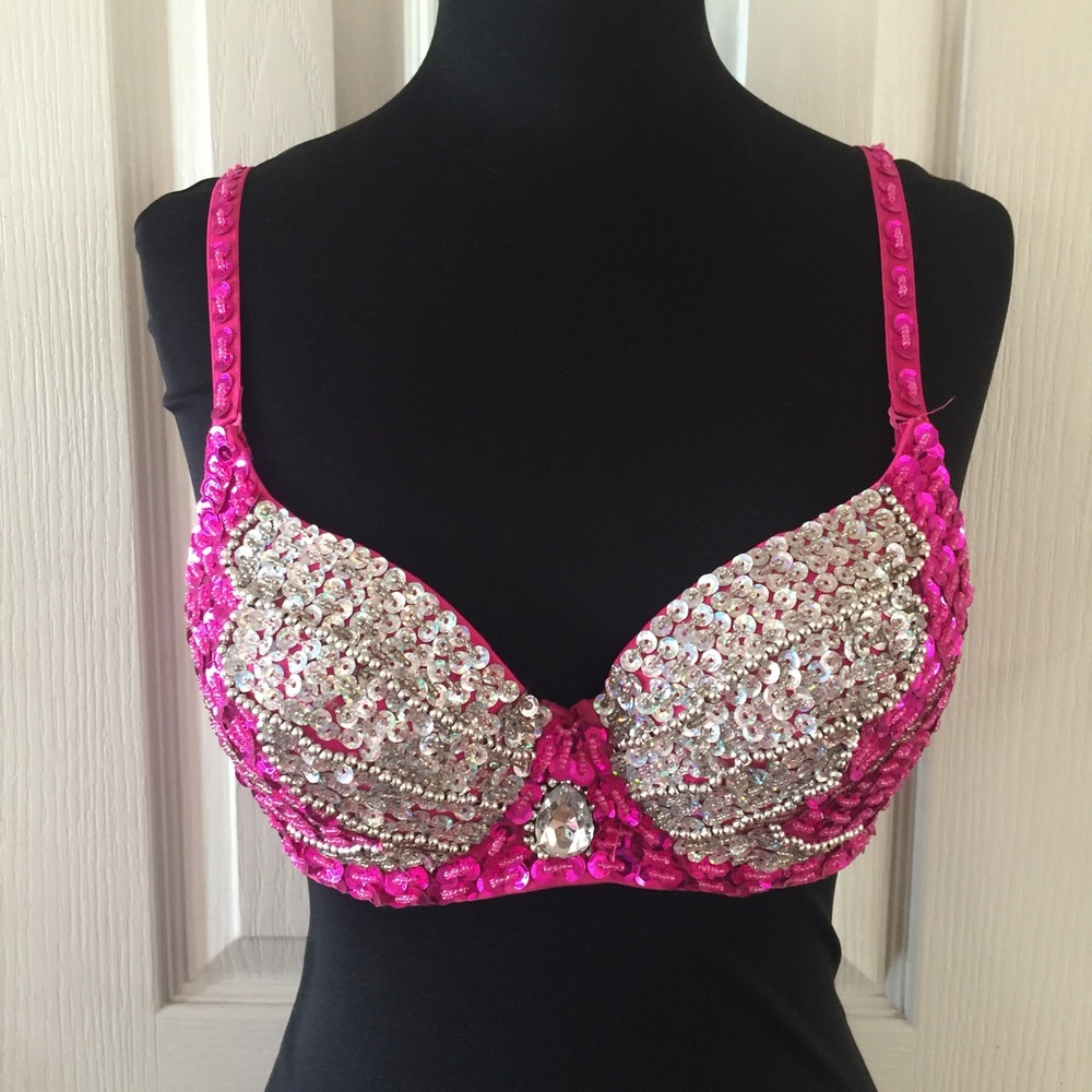 Oh Yes Gorgeous Sequin & Beaded Bra,Size M