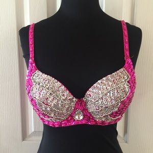 Oh Yes Gorgeous Sequin & Beaded Bra,Size M