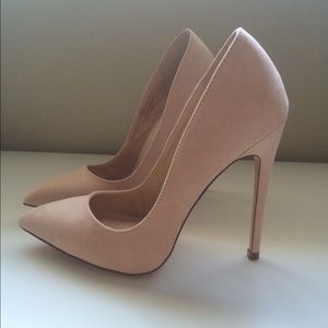 Liliana Nude Blush Suede Pointed Pumps Heels