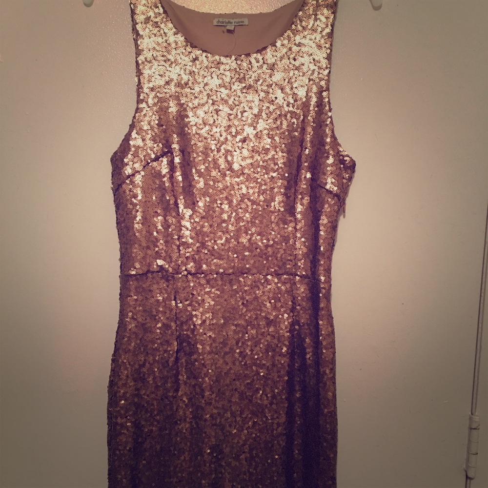 Charlotte Russe Gold Sequin Dress NWOT
