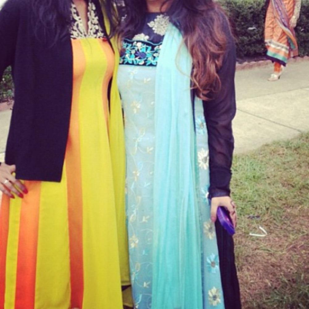 Blue Pakistani georgette kameez with dupatta