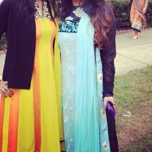 Blue Pakistani georgette kameez with dupatta