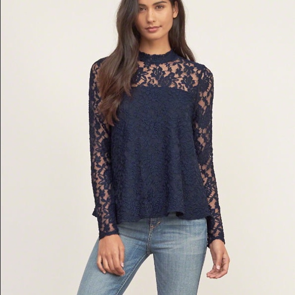 Lace Mock Neck Blouse