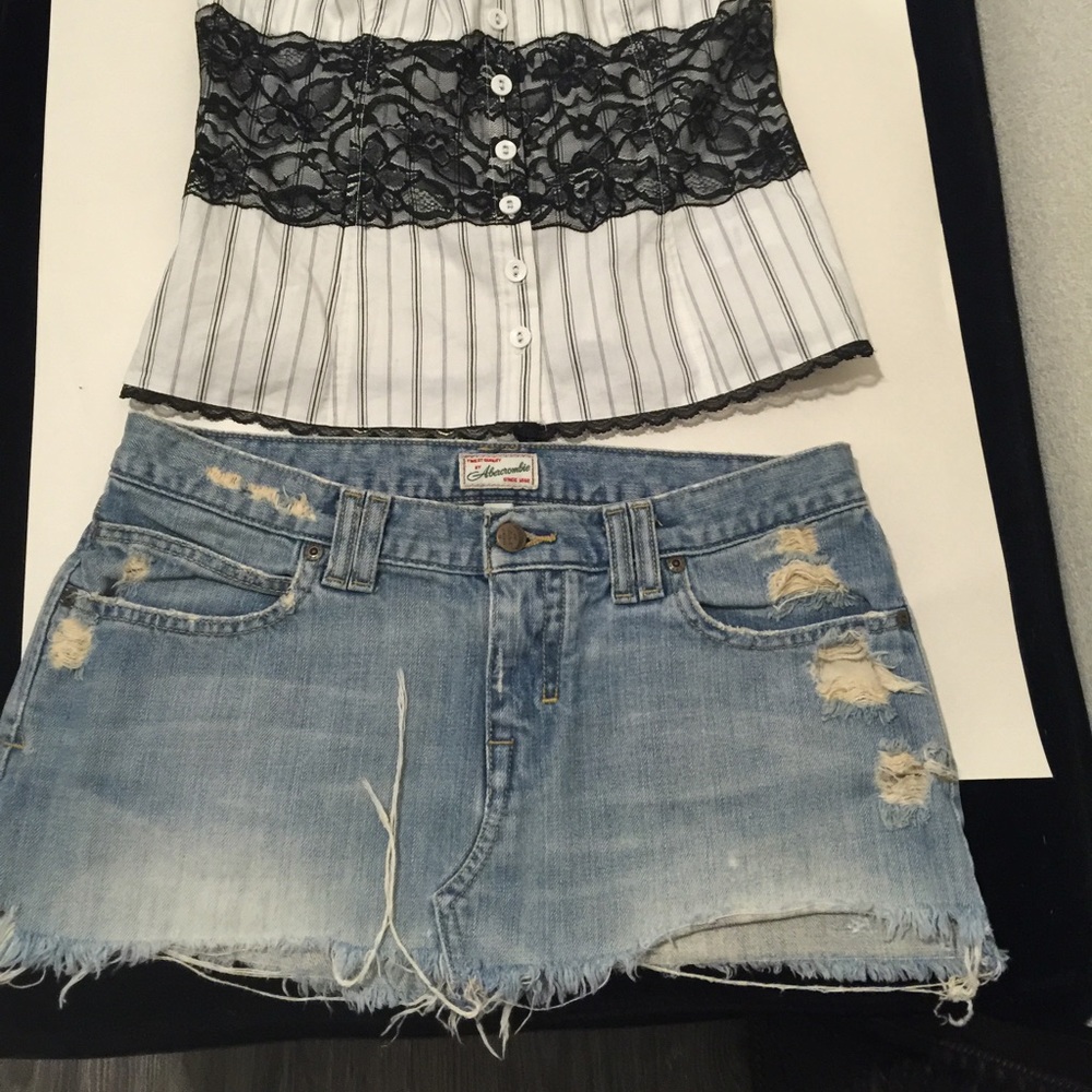 Abercrombie denim skirt frayed edge