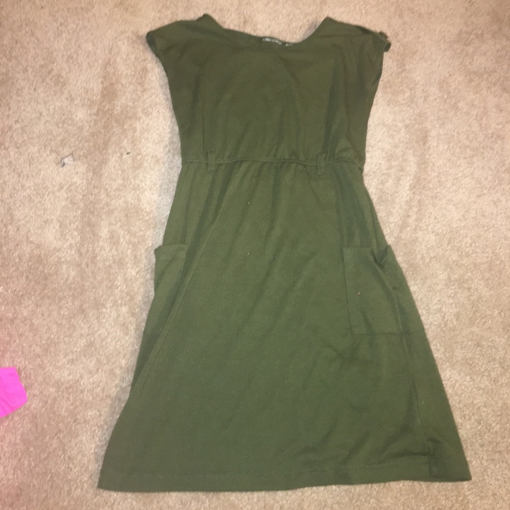 Olive green cute girls dress