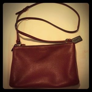 Coach leather burgundy crossbody bag