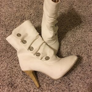 hot white ankle booties with rhinestones