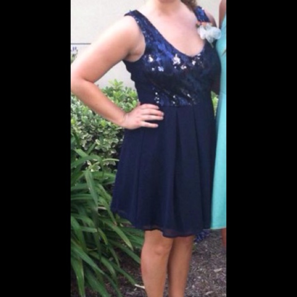 Navy formal sequin dress