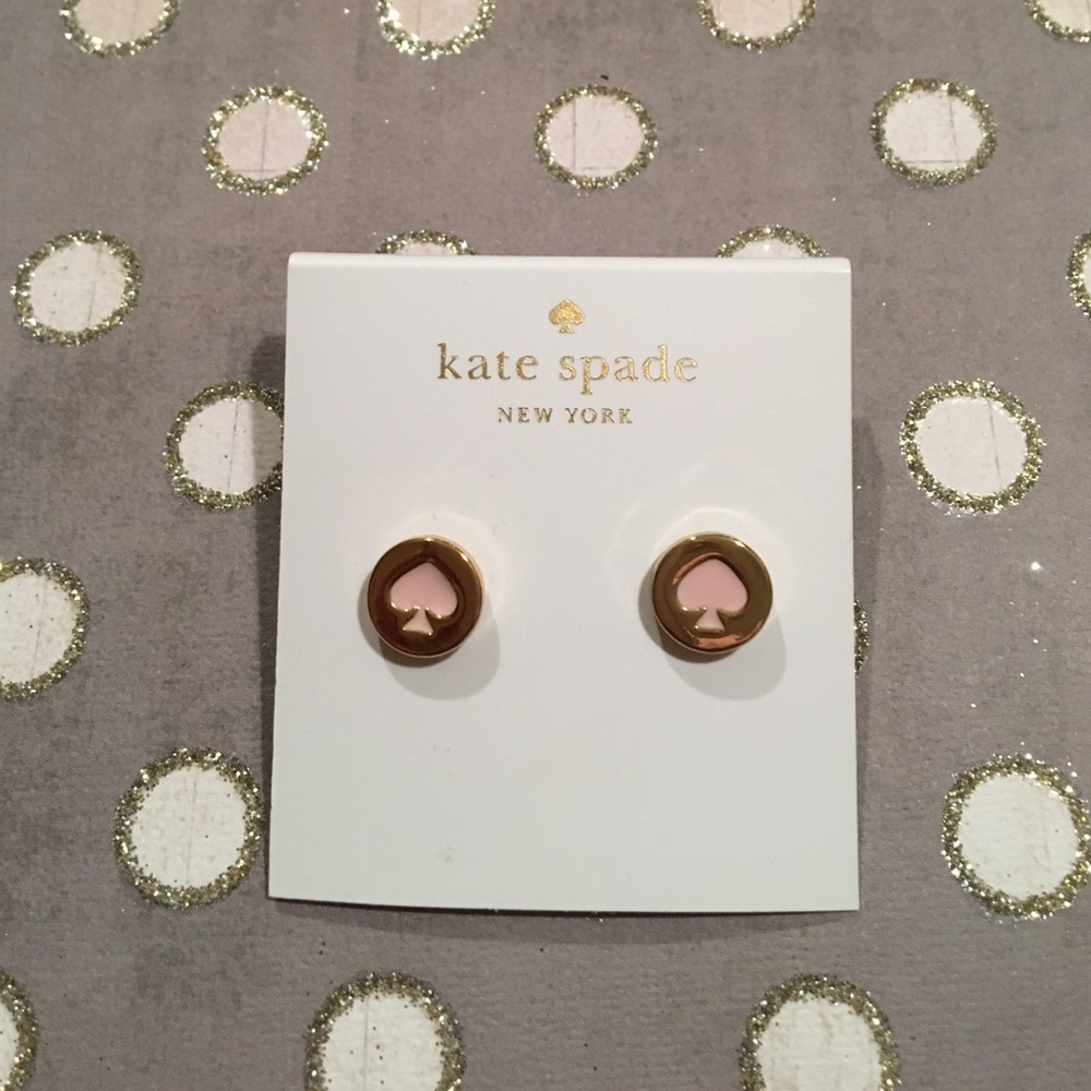 Kate Spade spot the Spade posy pink earrings