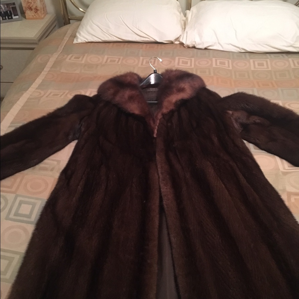 Dark brown real mink coat