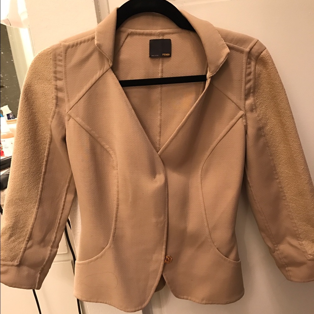 Fendi Camel 3/4 Sleeve Blazer