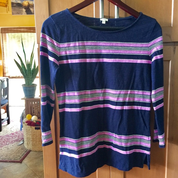 J Crew Navy/Orchid top - Picture 3 of 8