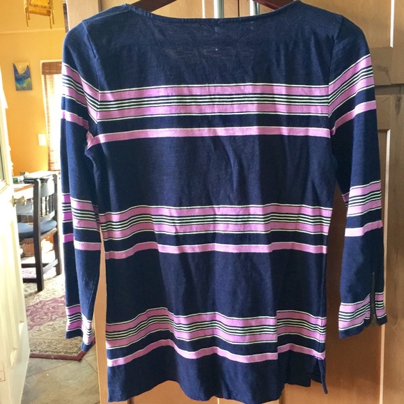 J Crew Navy/Orchid top - Picture 5 of 8