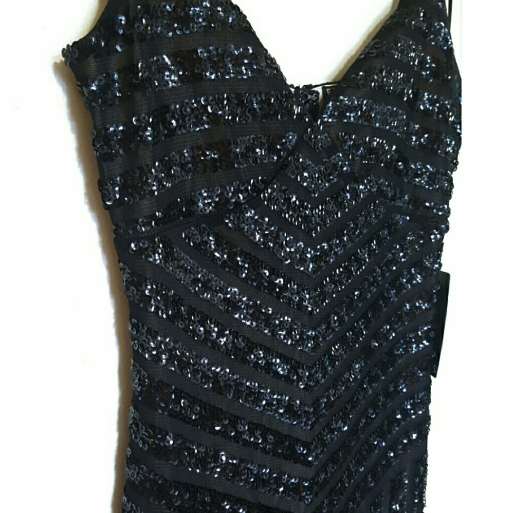 NWT • Express Little Black Sequin Slip Dress - Picture 3 of 7