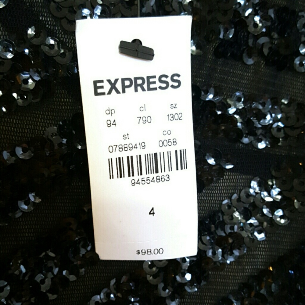 NWT • Express Little Black Sequin Slip Dress - Picture 6 of 7