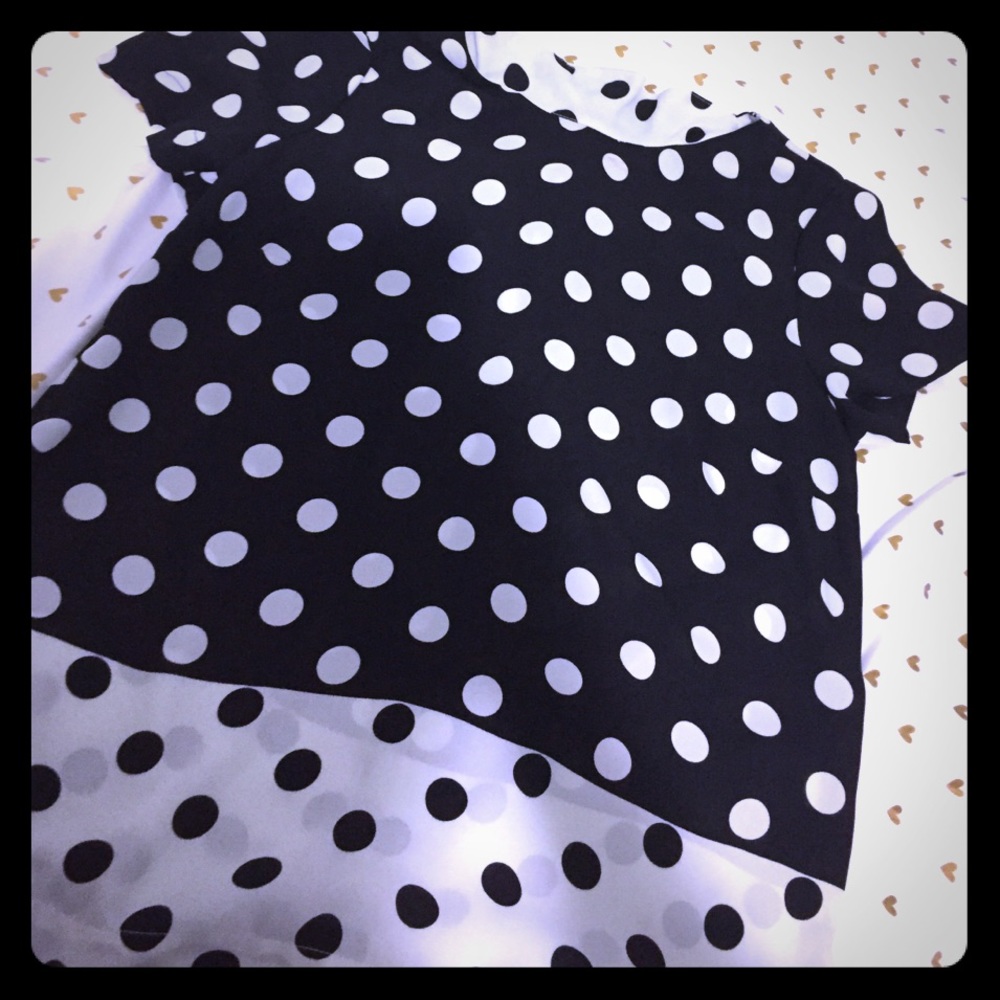 Black and white polka doted blouse