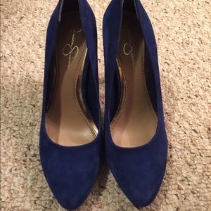 Jessica Simpson royal blue suede heels