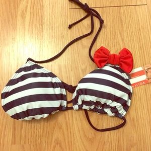 Striped Navy Sailor Bikini Top