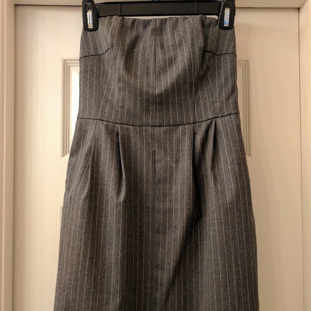 Express Strapless Pinstripe Dress Grey Pinstripe