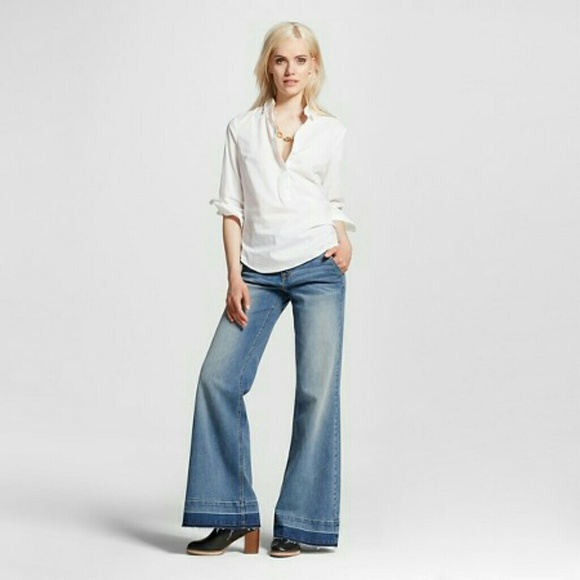 Boho High Rise Wide Leg Released Hem Jeans, NWT - Picture 2 of 7